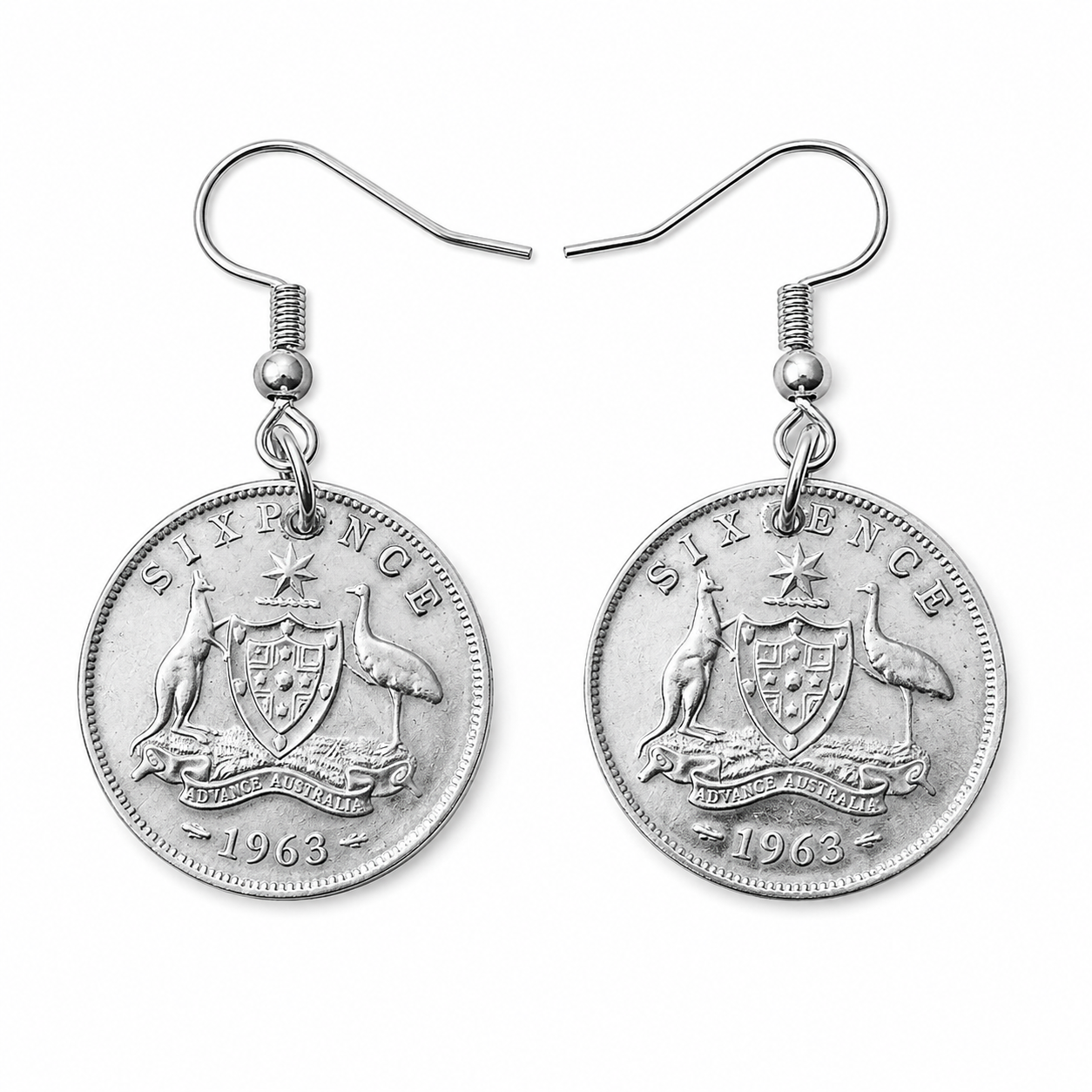 Australian Sixpence Coin Earrings | Handcrafted Upcycled 1963 Coin Jewellery