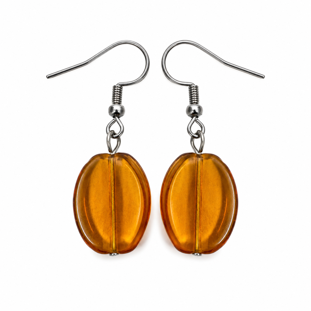 Amber Glass Drop Earrings | Handcrafted Reclaimed Glass Jewellery