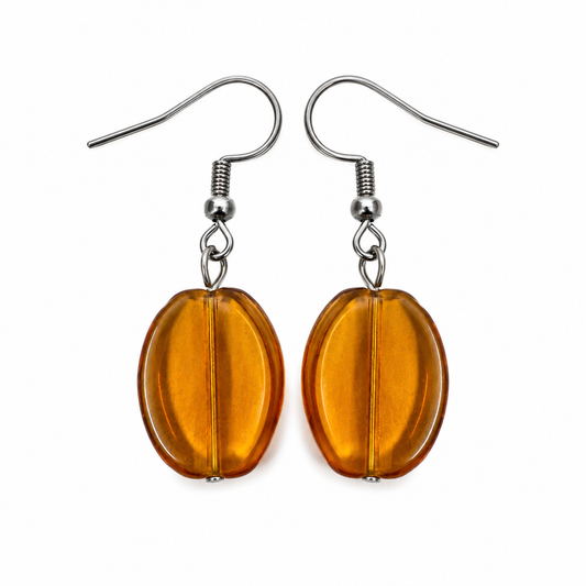 Amber Glass Drop Earrings | Handcrafted Reclaimed Glass Jewellery