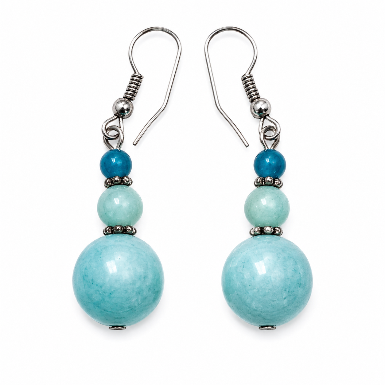 Blue Glass Bead Drop Earrings | Handcrafted Reclaimed Glass Jewellery