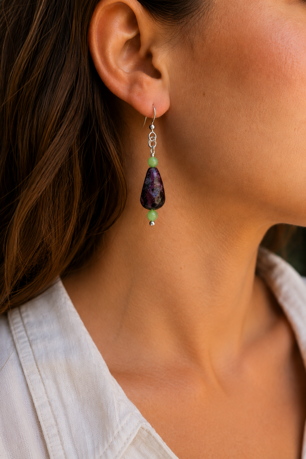 Uranium Glass & Reclaimed Bead Earrings | Handcrafted Reclaimed Jewellery
