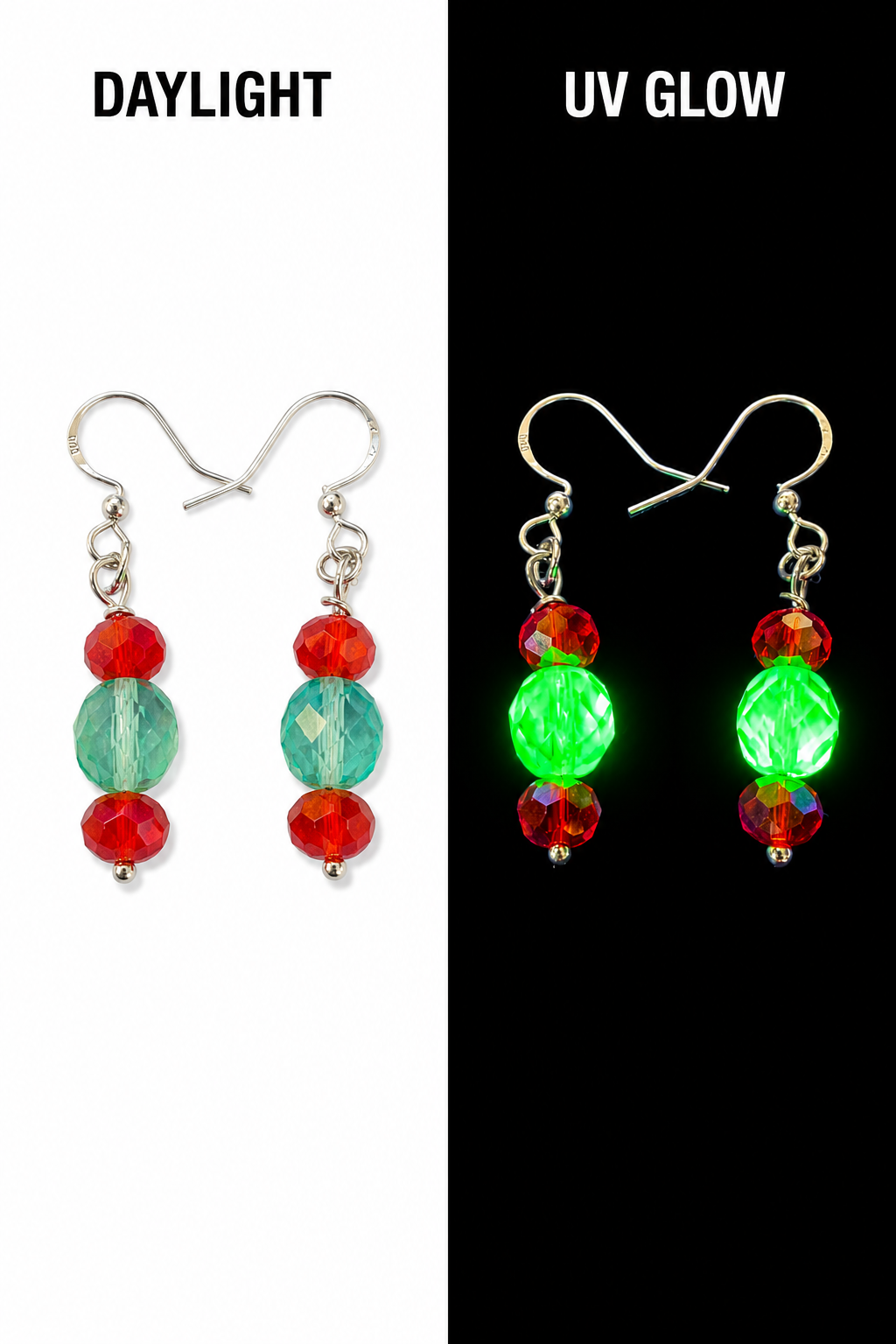 Uranium Glass & Reclaimed Bead Earrings | Handcrafted Reclaimed Jewellery