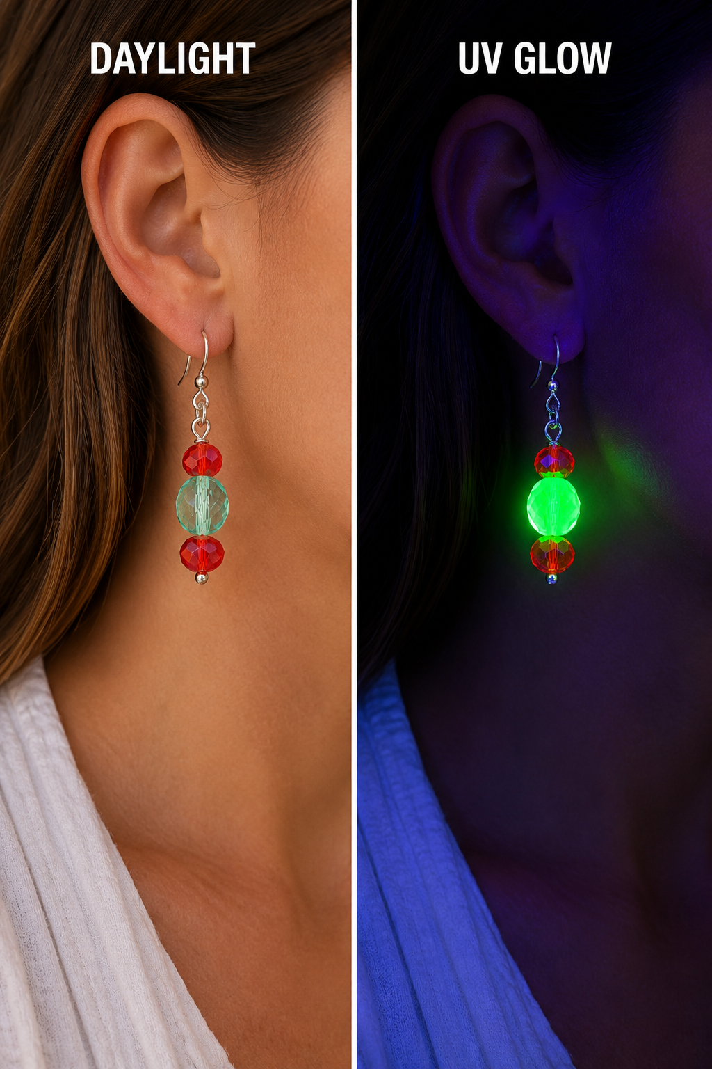 Uranium Glass & Reclaimed Bead Earrings | Handcrafted Reclaimed Jewellery