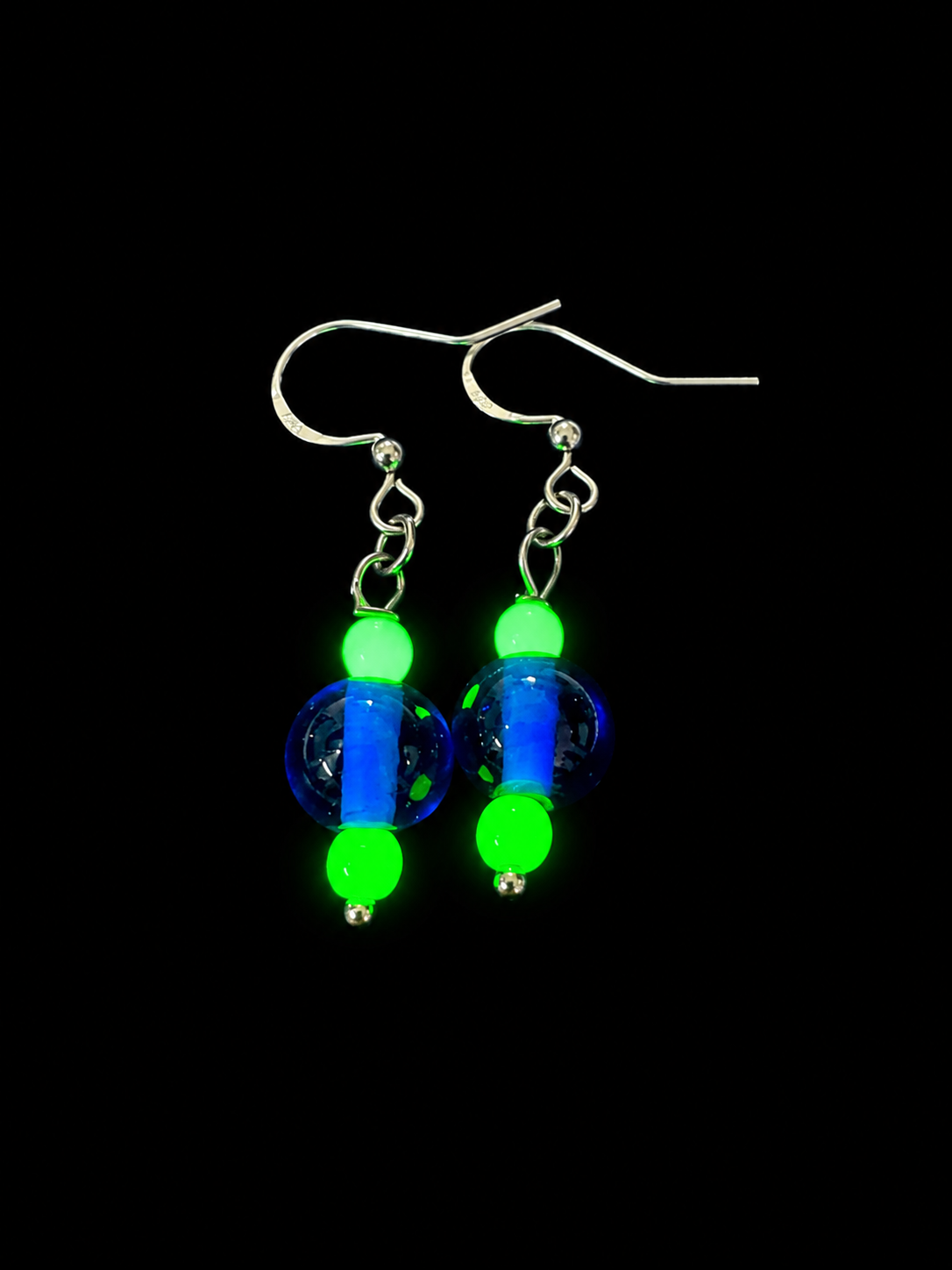 Uranium Glass & Reclaimed Bead Earrings | Handcrafted Reclaimed Jewellery