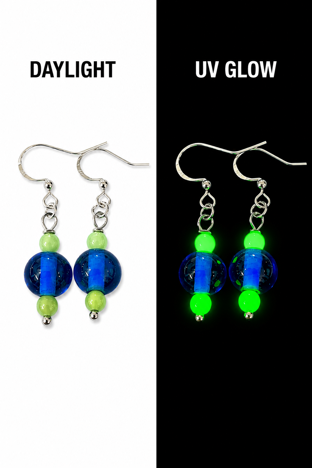 Uranium Glass & Reclaimed Bead Earrings | Handcrafted Reclaimed Jewellery