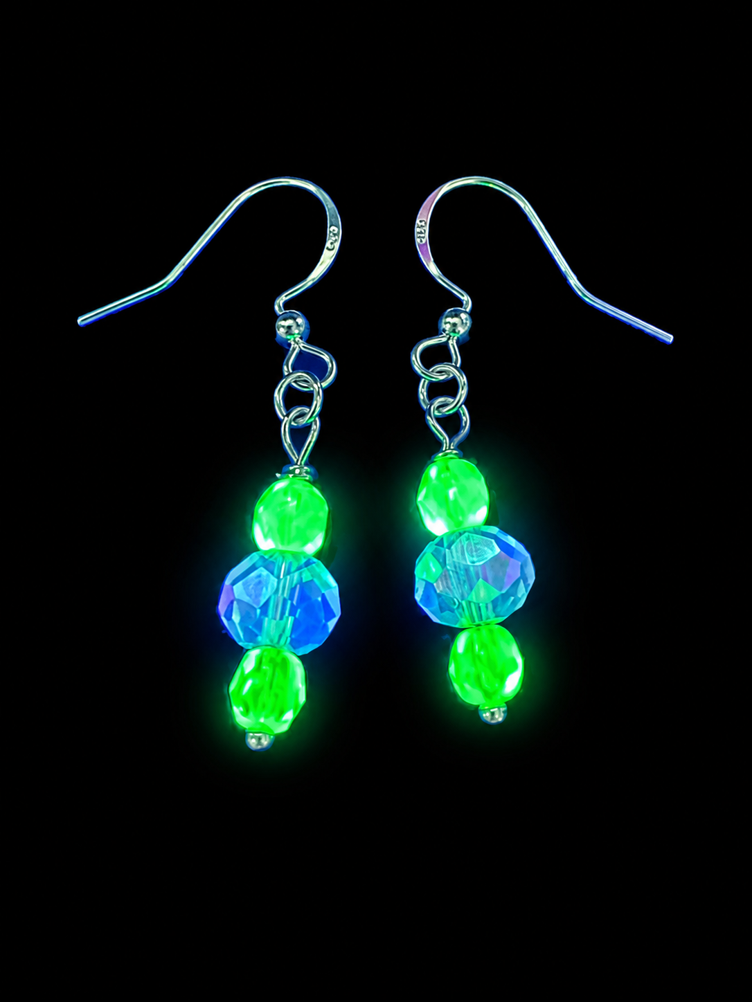 Uranium Glass & Reclaimed Bead Earrings | Handcrafted Reclaimed Jewellery