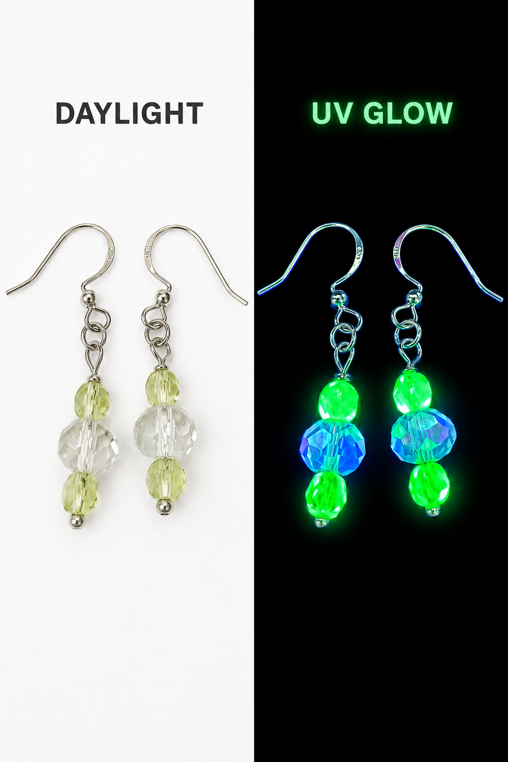 Uranium Glass & Reclaimed Bead Earrings | Handcrafted Reclaimed Jewellery