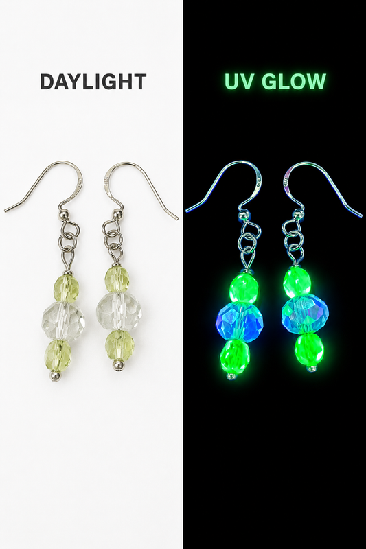 Uranium Glass & Reclaimed Bead Earrings | Handcrafted Reclaimed Jewellery