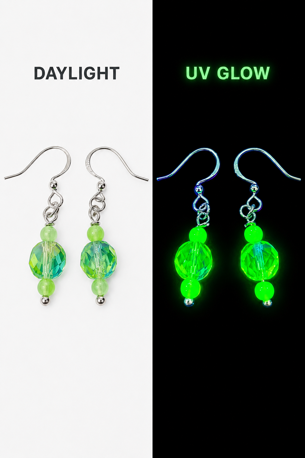 Uranium Glass & Reclaimed Bead Earrings | Handcrafted Reclaimed Jewellery
