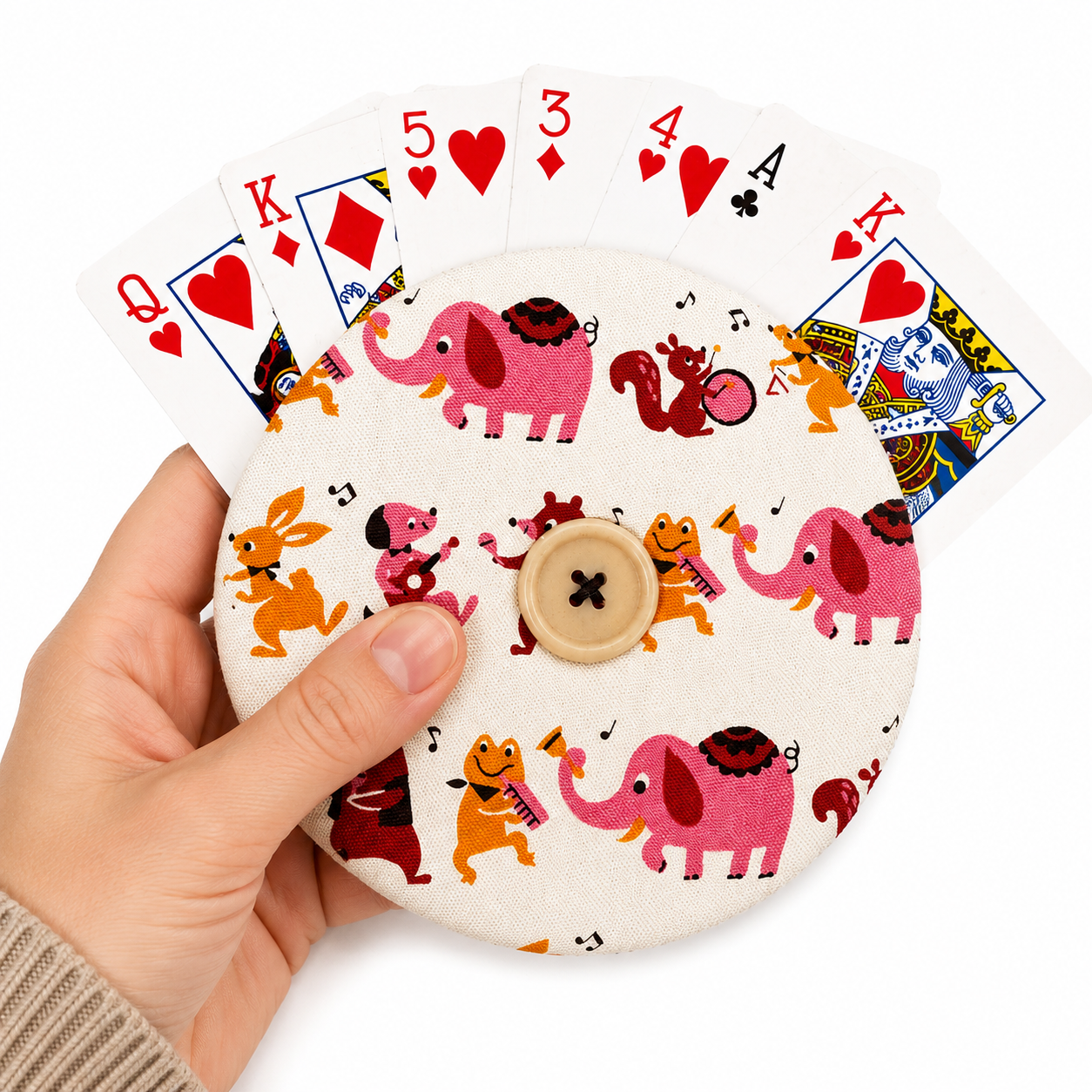 Reversible Cute Animals Card Holder | Handcrafted Reclaimed Fabric Card Game Accessory