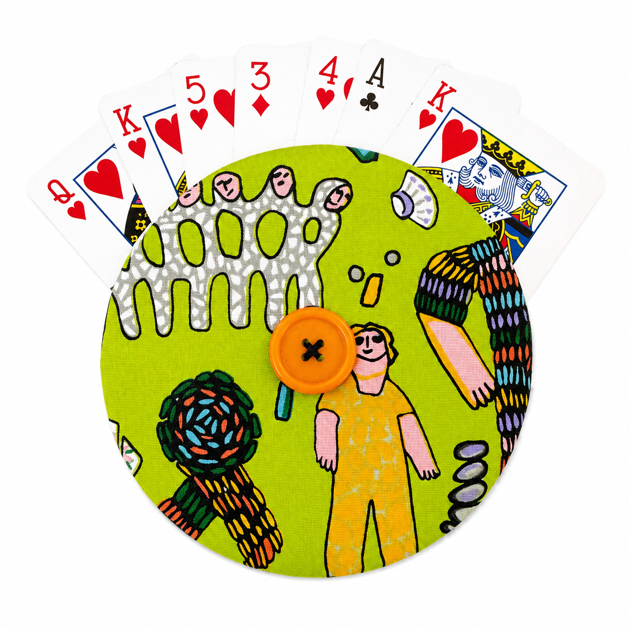 Reversible Naive Art Card Holder | Handcrafted Reclaimed Fabric Card Game Accessory
