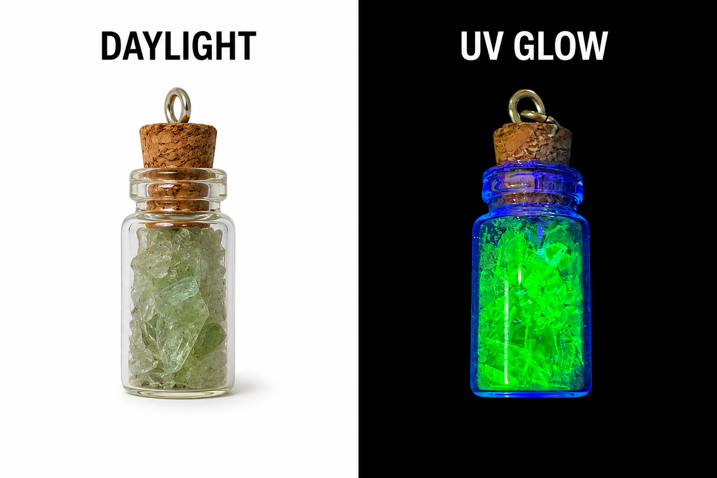 Uranium Glass Vial Pendant Necklace | Handcrafted Reclaimed Uranium Glass Jewellery