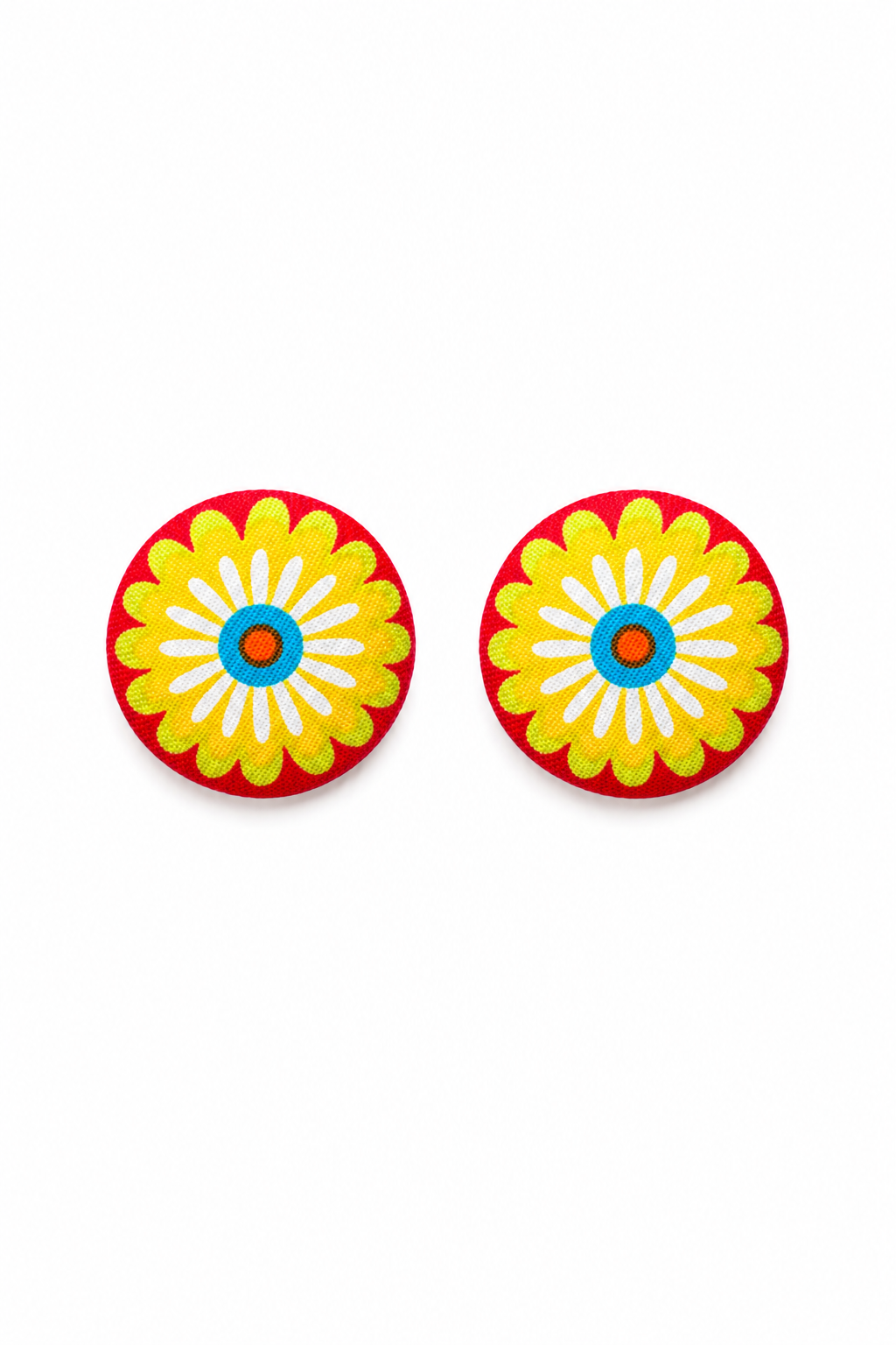 Retro Daisy Fabric Stud Earrings | Handcrafted Reclaimed Fabric Jewellery