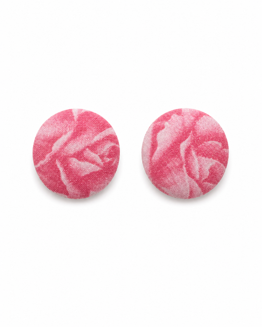 Pink Floral Fabric Stud Earrings | Handcrafted Reclaimed Fabric Jewellery