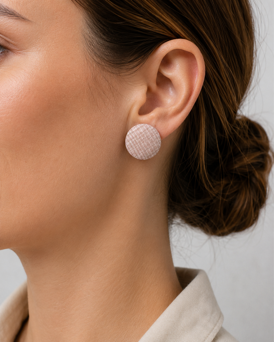 Blush Pink Fabric Stud Earrings | Handcrafted Reclaimed Fabric Jewellery
