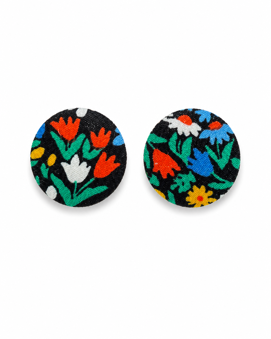 Colourful Floral Fabric Stud Earrings | Handcrafted Reclaimed Fabric Jewellery