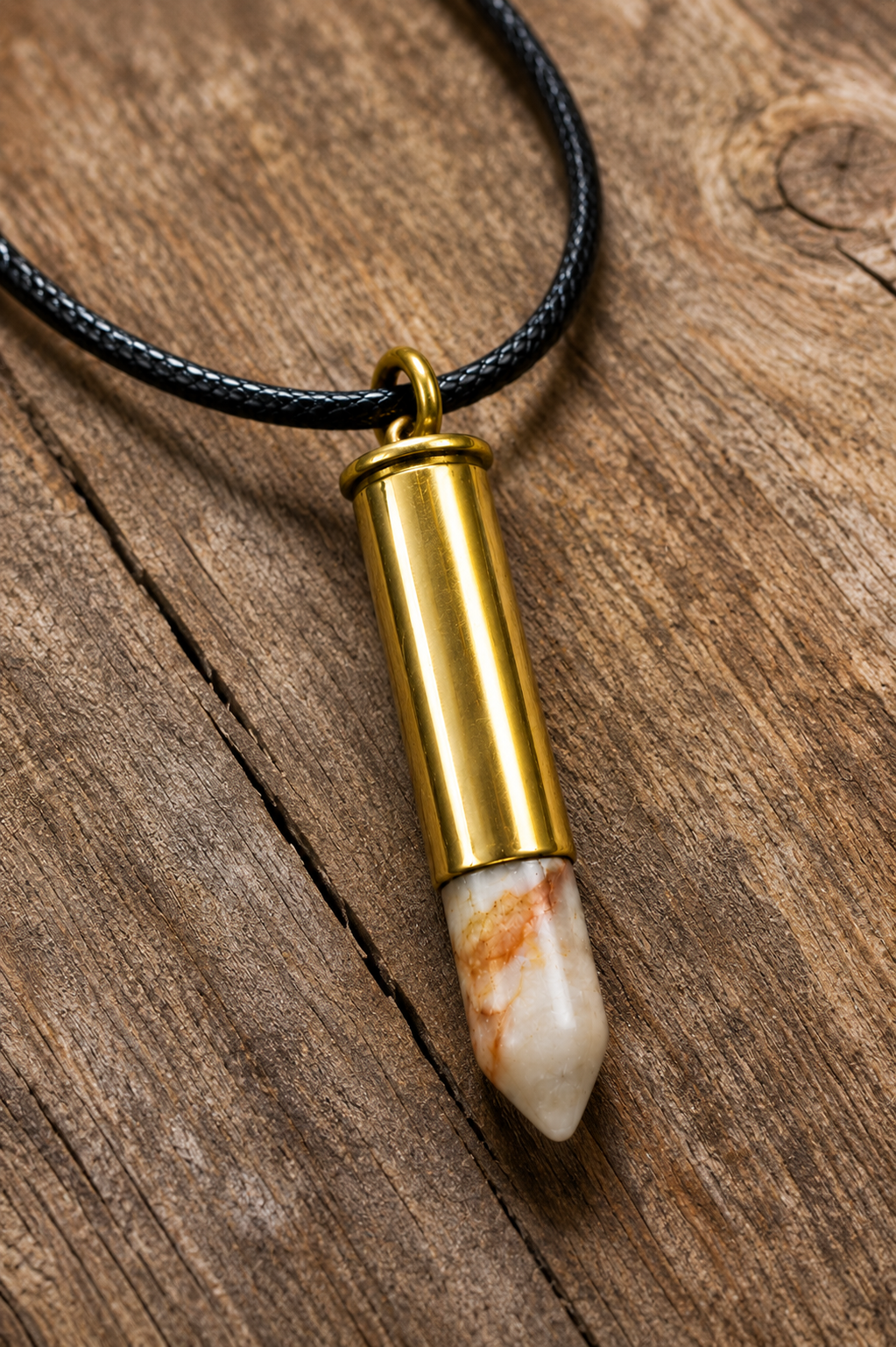 Frontier Pendant | Vintage Cartridge & Natural Veined Stone