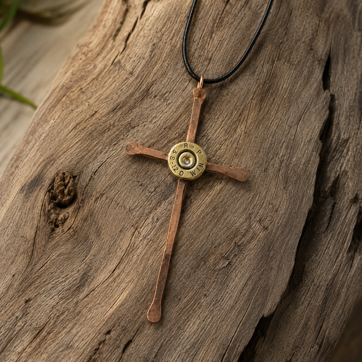 Frontier Cross Pendant | Handcrafted Copper & Vintage Bullet End