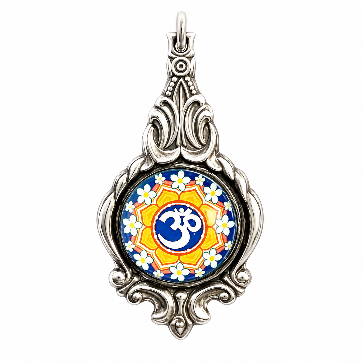 Om Mandala Pendant Necklace | Handcrafted Reclaimed Silver-Plated Spoon Jewellery