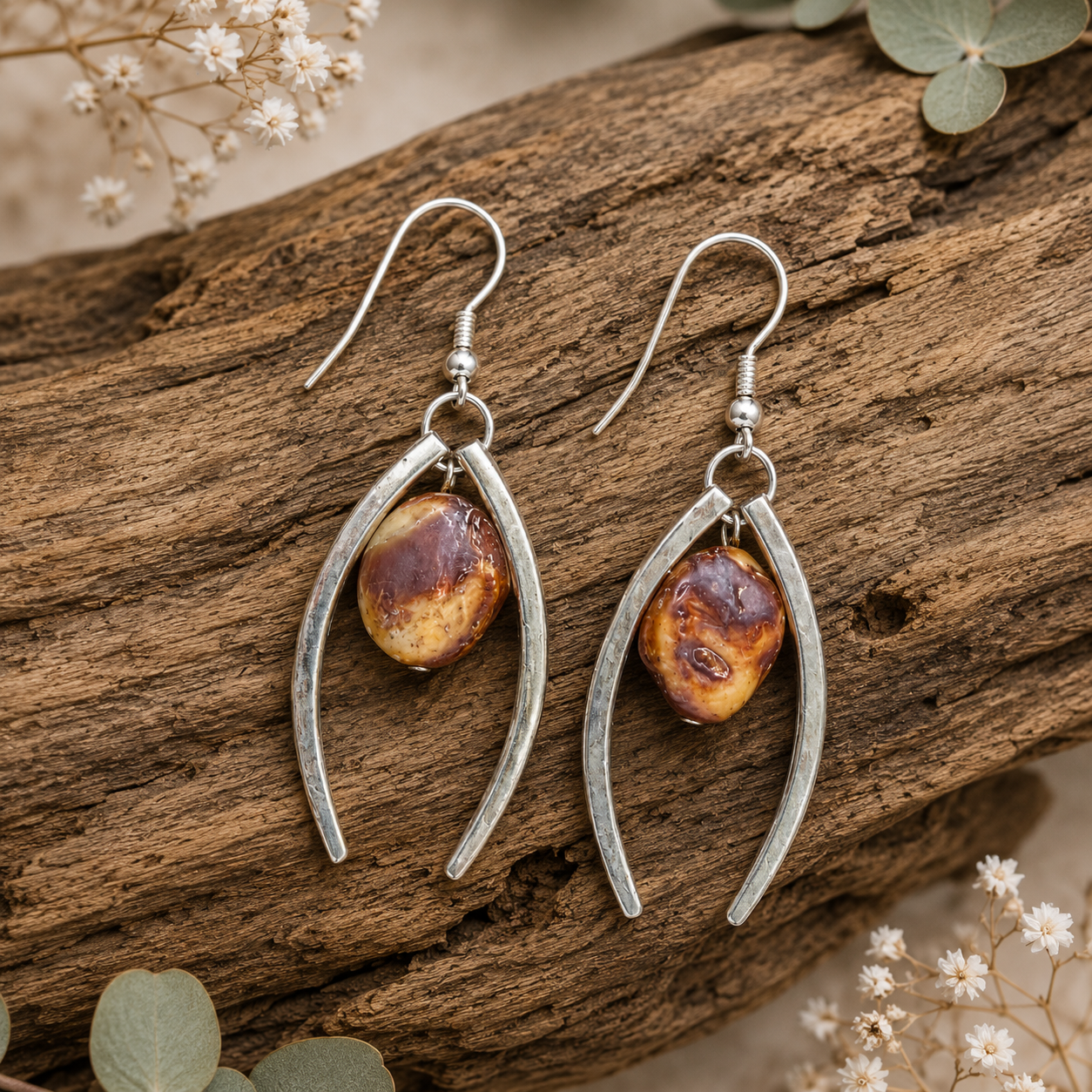 Earthstone Bead Earrings | Handcrafted Reclaimed Jewellery