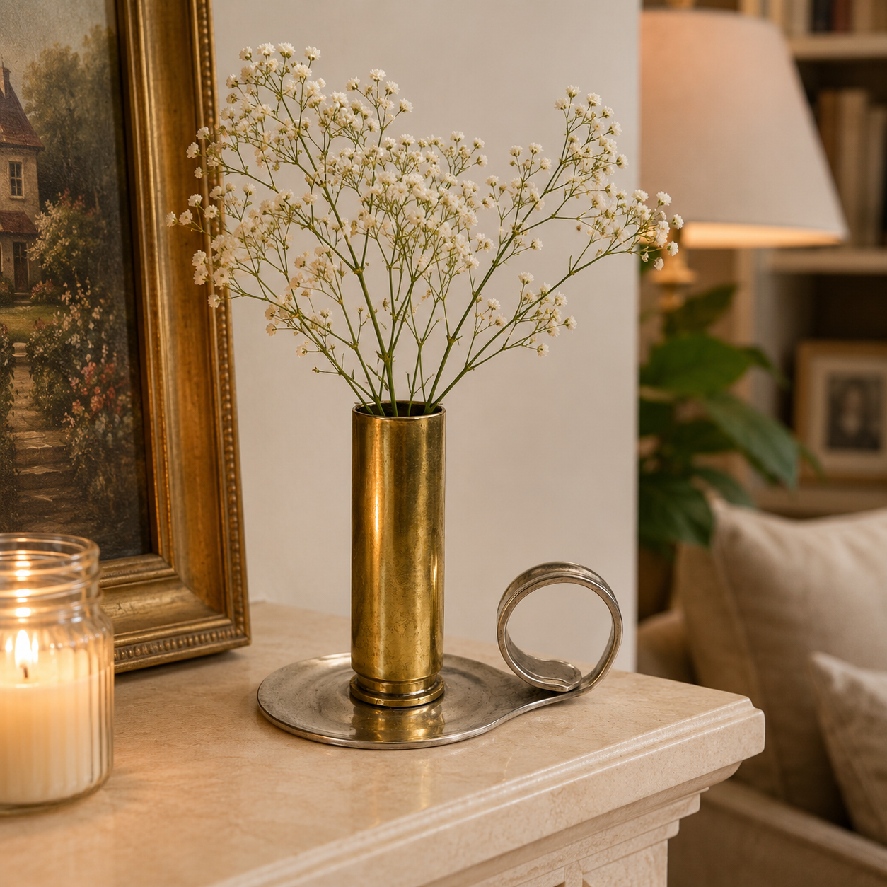 Victorian Silver Plate & Brass Bud Vase | Handcrafted Reclaimed Home Décor