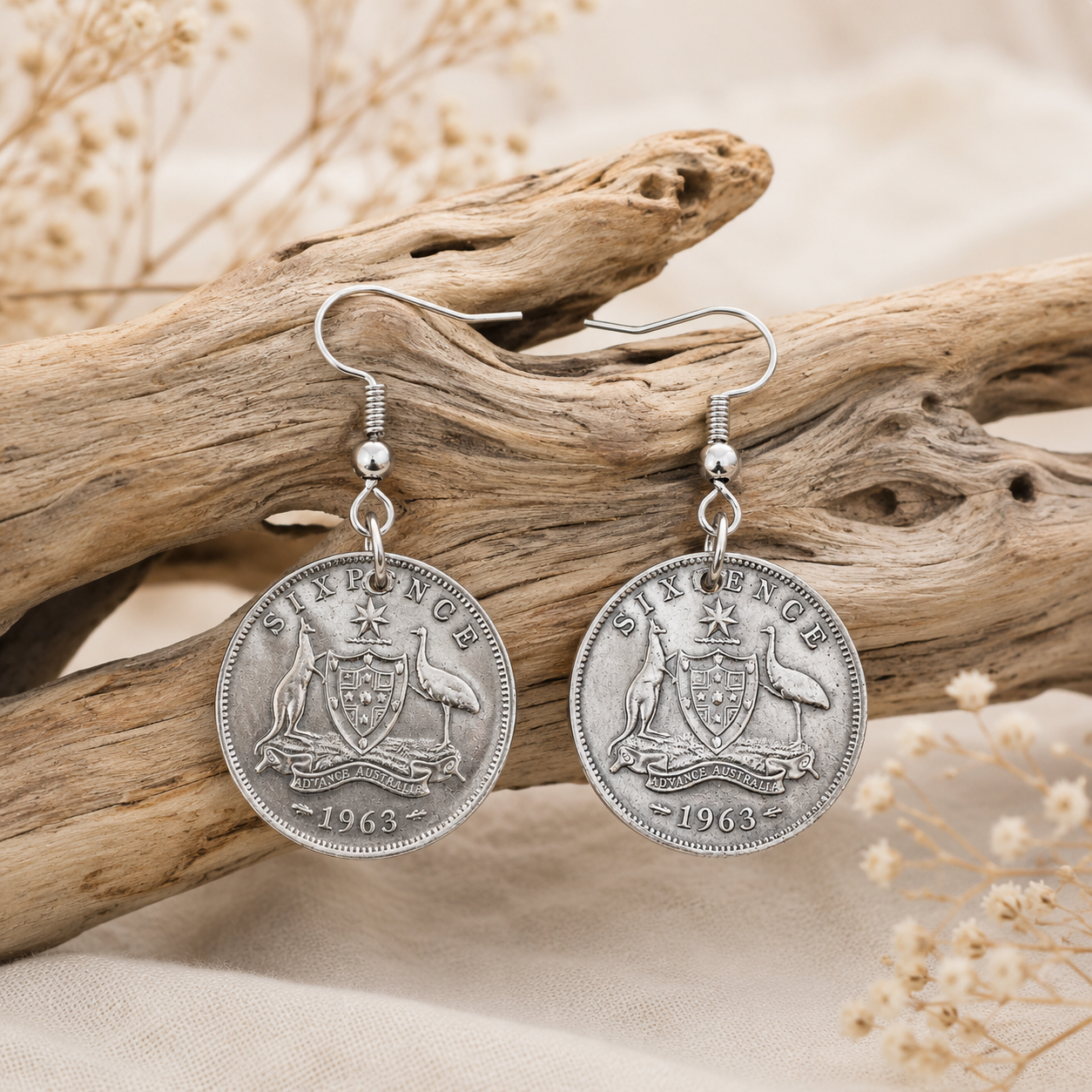 Australian Sixpence Coin Earrings | Handcrafted Upcycled 1963 Coin Jewellery