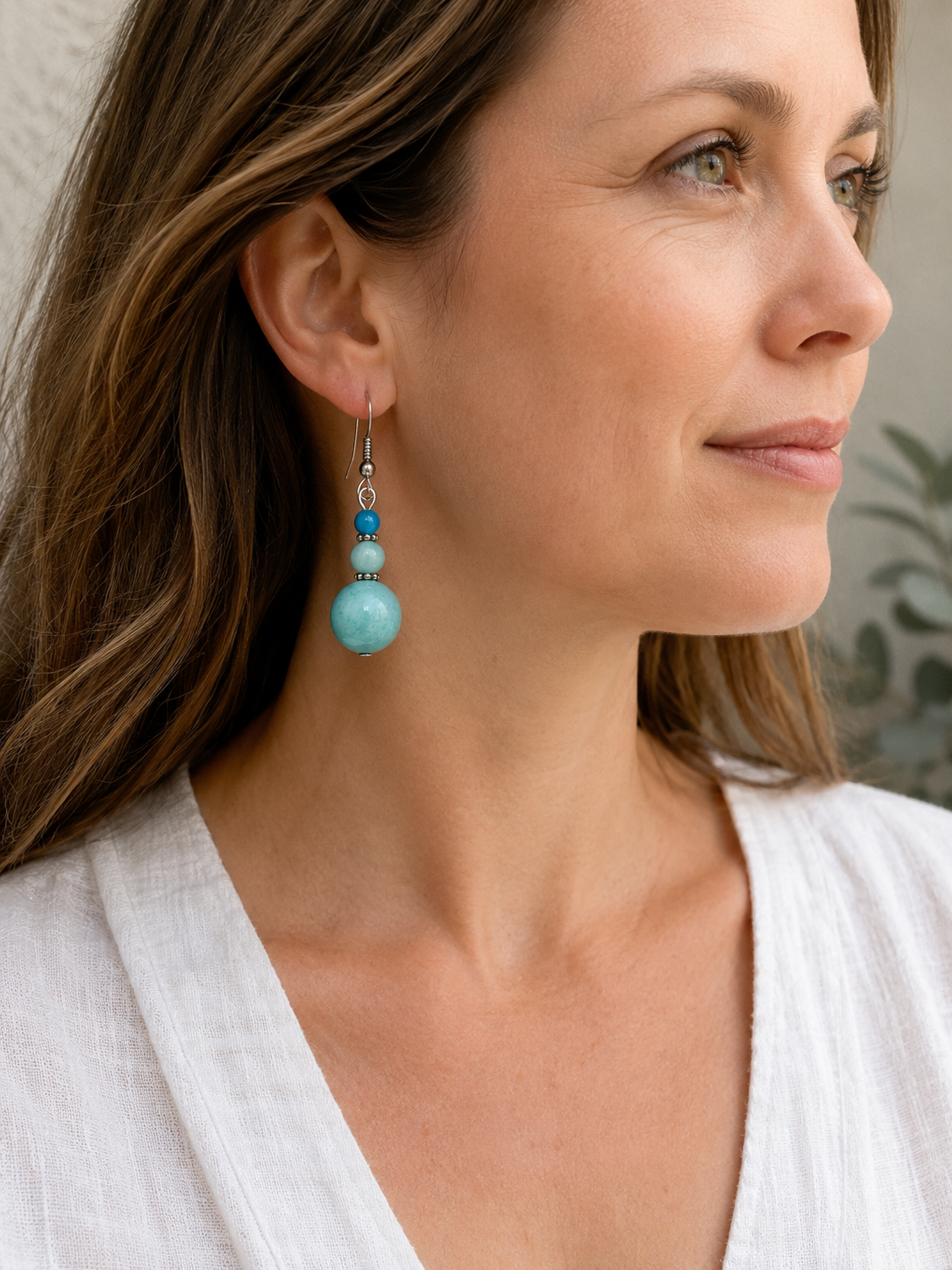 Blue Glass Bead Drop Earrings | Handcrafted Reclaimed Glass Jewellery