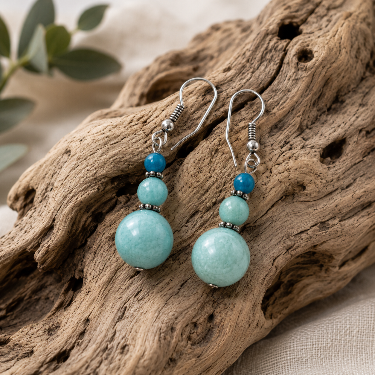 Blue Glass Bead Drop Earrings | Handcrafted Reclaimed Glass Jewellery