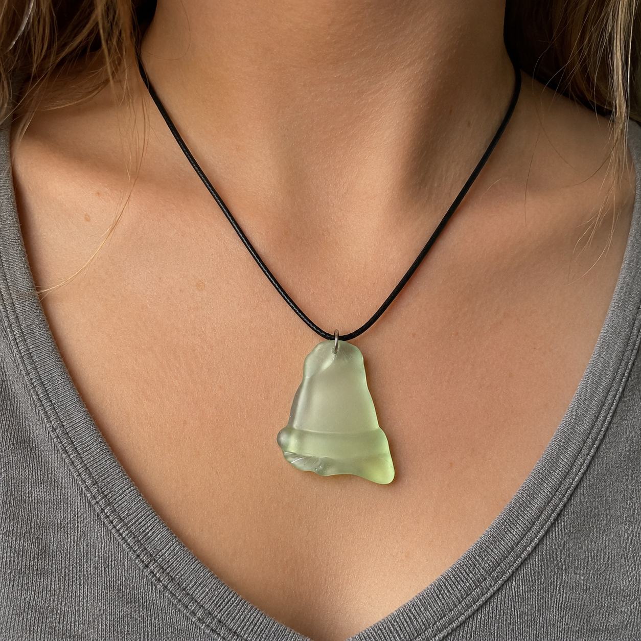 Victorian Uranium Glass Pendant Necklace | Handcrafted Reclaimed Uranium Glass Jewellery