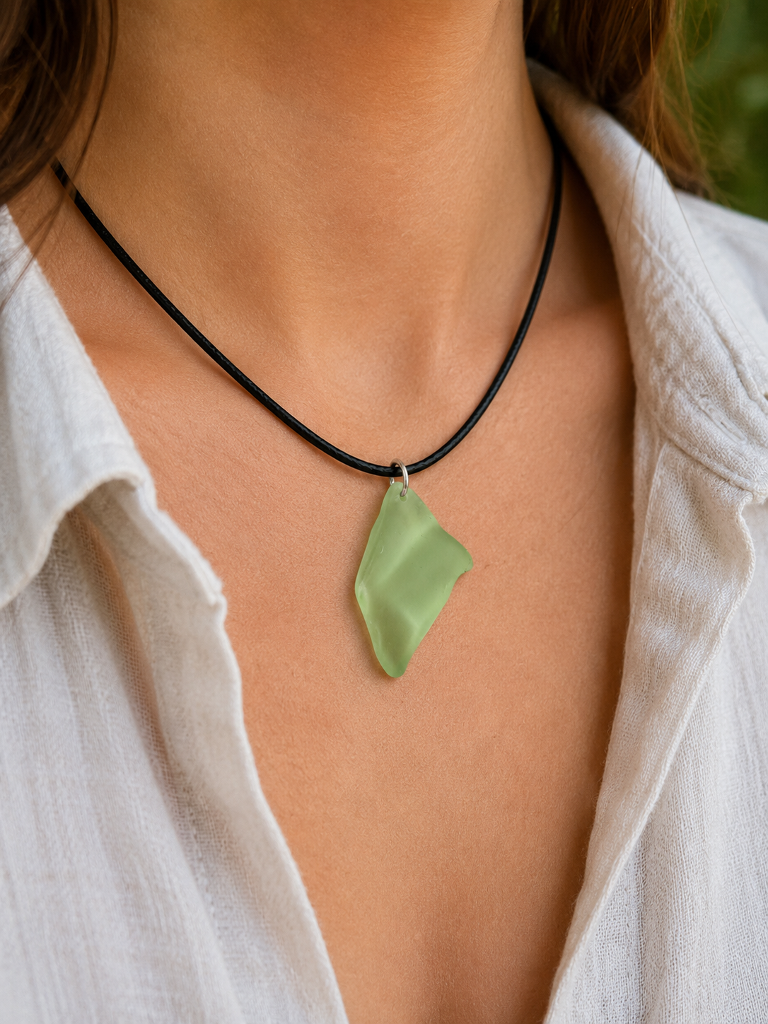 Victorian Uranium Glass Pendant Necklace | Handcrafted Reclaimed Uranium Glass Jewellery