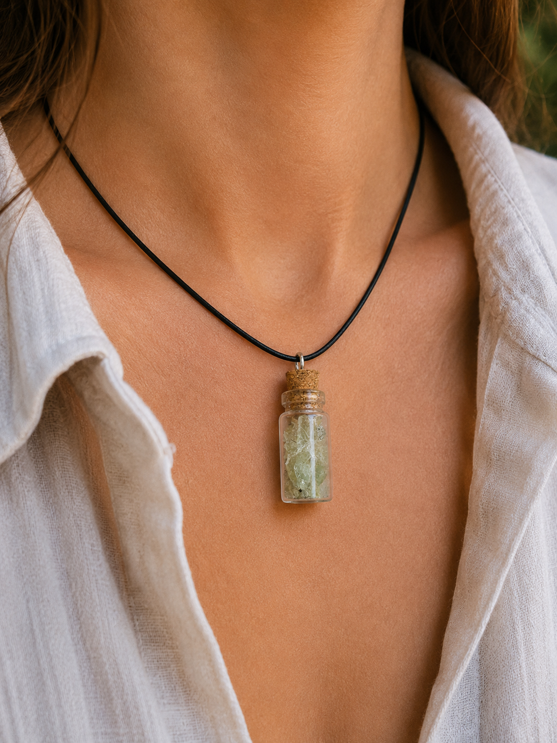 Uranium Glass Vial Pendant Necklace | Handcrafted Reclaimed Uranium Glass Jewellery