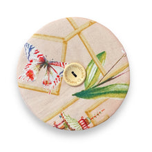 Load image into Gallery viewer, Upcycled double sided round padded playing card holder for kids or adults DACHSHUND &amp; BUTTERFLY
