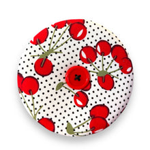Load image into Gallery viewer, Upcycled double sided round padded playing card holder for kids or adults COFFEE &amp; CHERRIES

