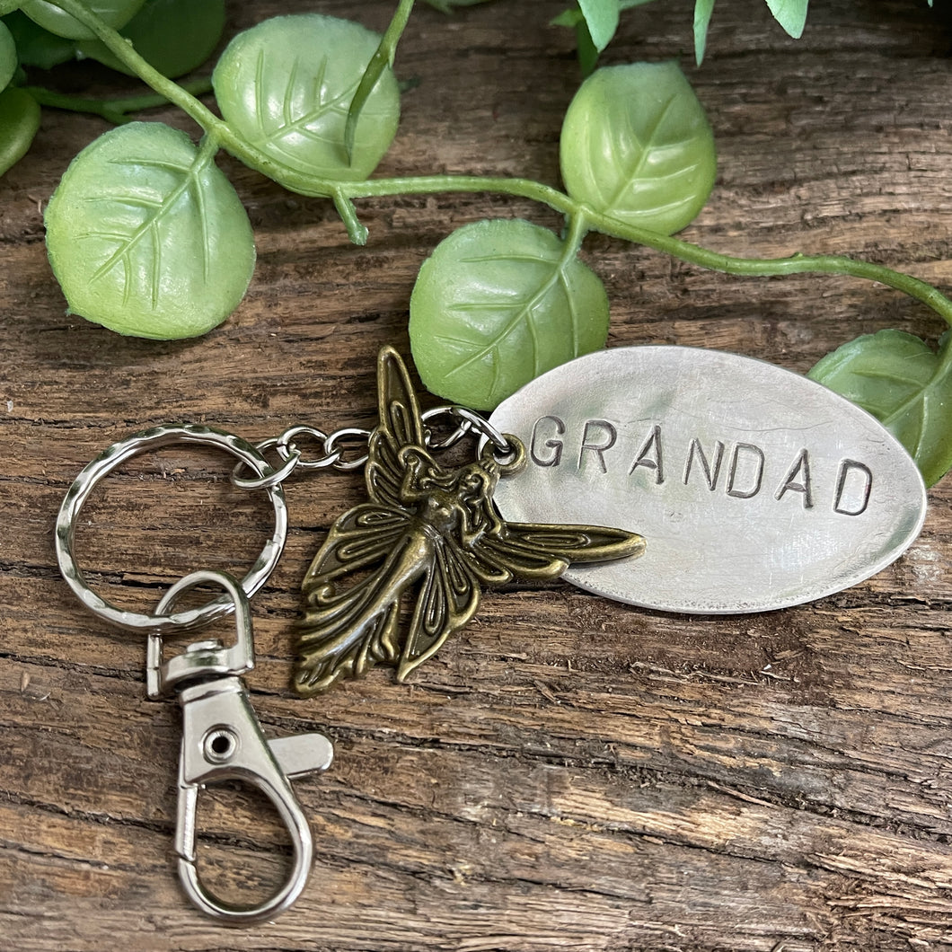 Upcycled repurposed silver plated GRANDAD keys KEYRING made from vintage spoon