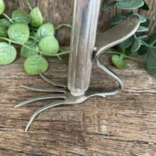 Load image into Gallery viewer, Beautiful upcycled silver plated steampunk style bud vase handmade from vintage cutlery
