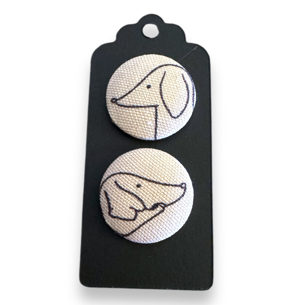 Upcycled fabric covered stud earrings with stainless steel posts - dachshund friends