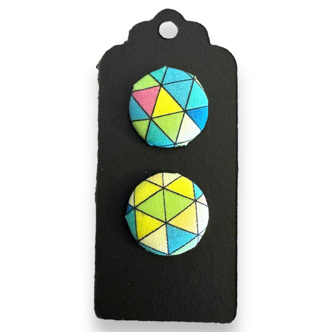 Upcycled fabric covered stud earrings with stainless steel posts - abstract pastels