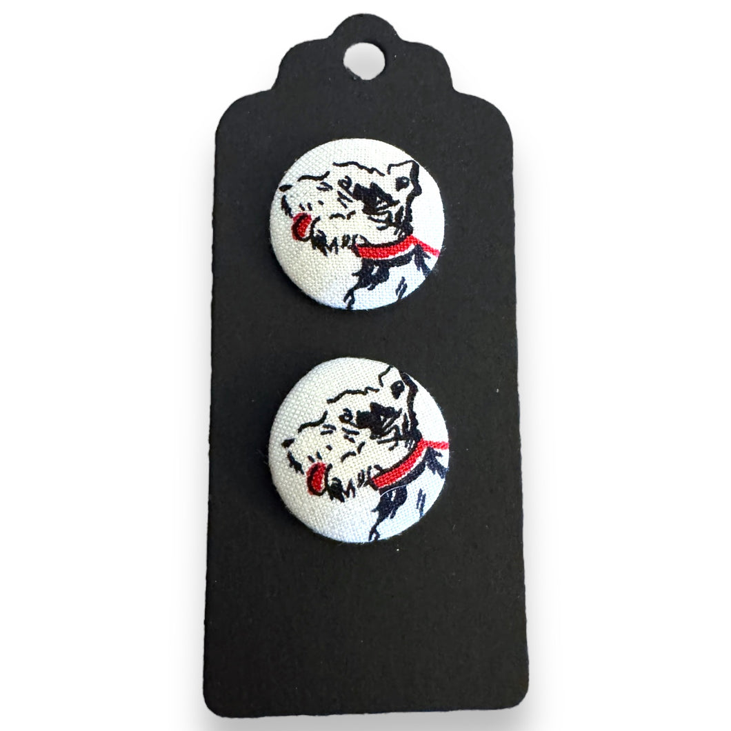 Upcycled fabric covered stud earrings with stainless steel posts - Scottish Terriers