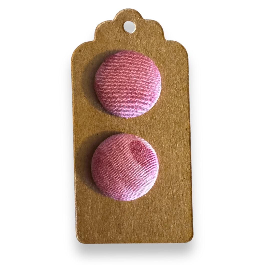 Upcycled fabric covered stud earrings with stainless steel posts - dusky pink