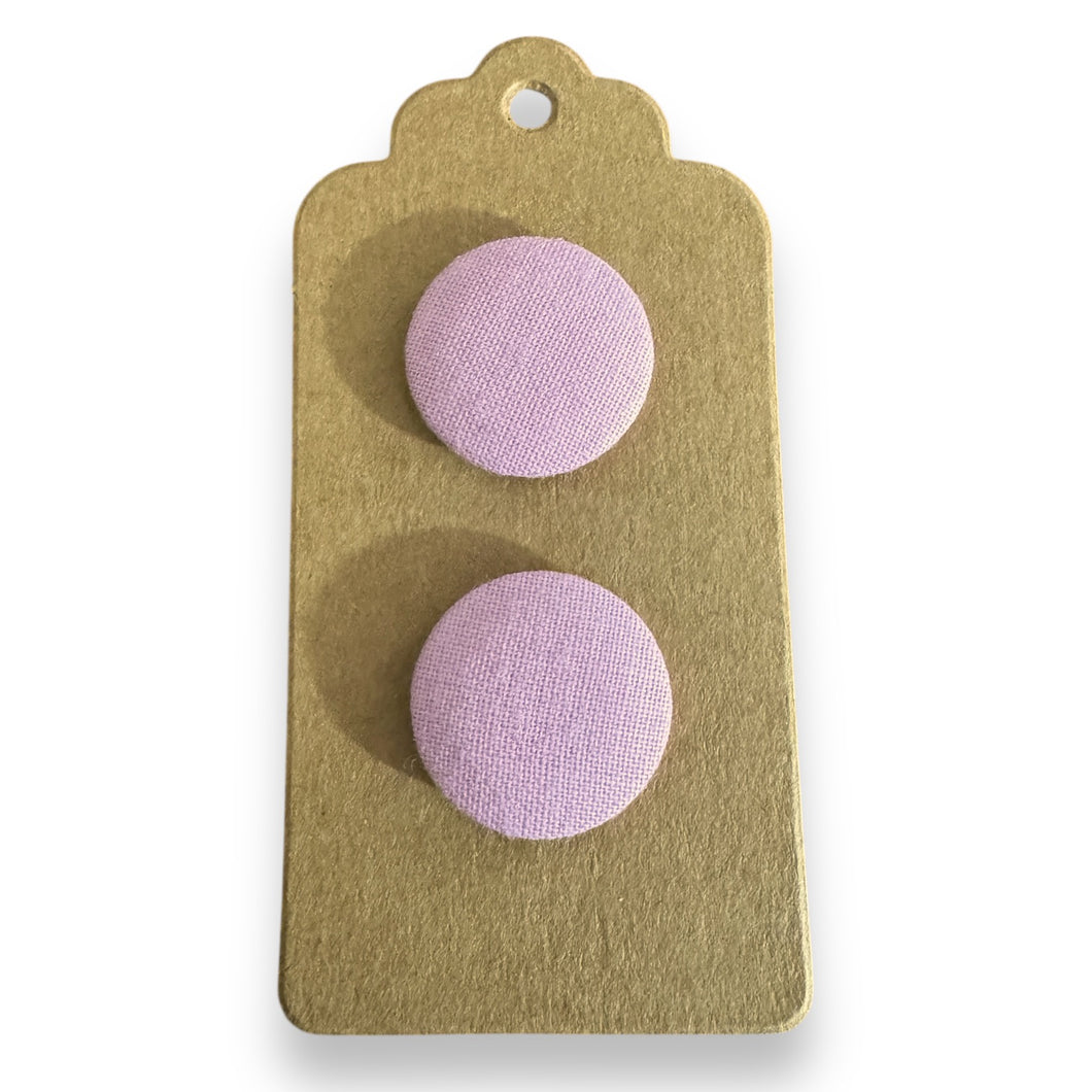 Upcycled fabric covered stud earrings with stainless steel posts - pale pink