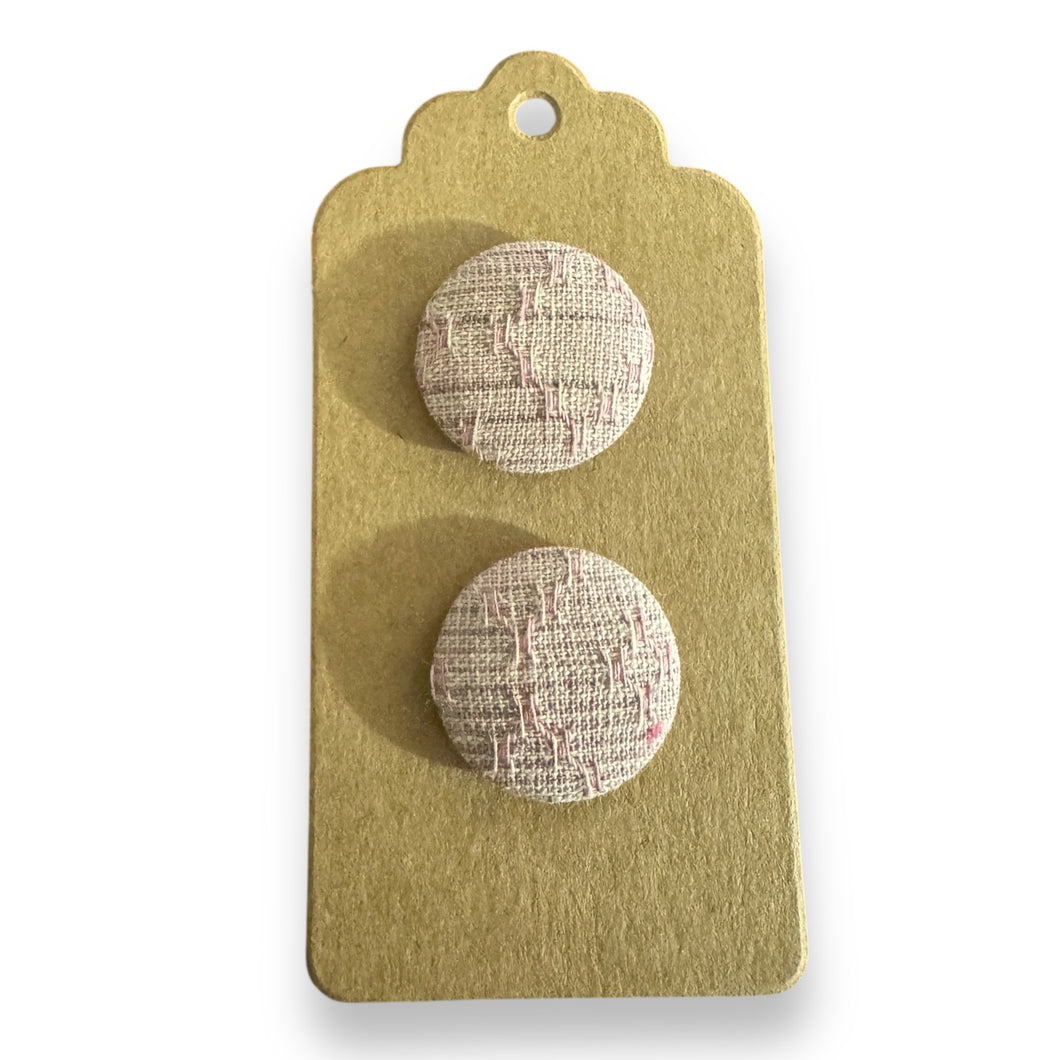 Upcycled fabric covered stud earrings with stainless steel posts - pink plaid