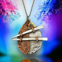Load image into Gallery viewer, ARTISAN&#39;S CHOICE: upcycled repurposed silver plate &amp; copper pendant necklace
