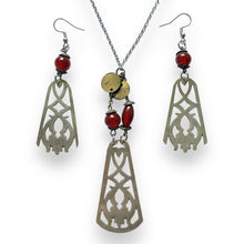 Load image into Gallery viewer, ARTISAN&#39;S CHOICE: upcycled repurposed silver plated &amp; glass bead earrings &amp; necklace set
