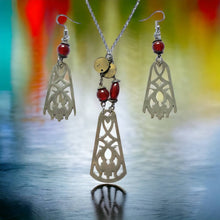 Load image into Gallery viewer, ARTISAN&#39;S CHOICE: upcycled repurposed silver plated &amp; glass bead earrings &amp; necklace set
