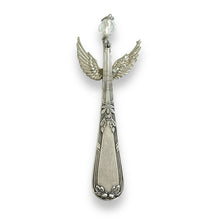 Load image into Gallery viewer, Beautiful guardian angel hanging ornament made from upcycled silver plated cutlery &amp; crystal  bead
