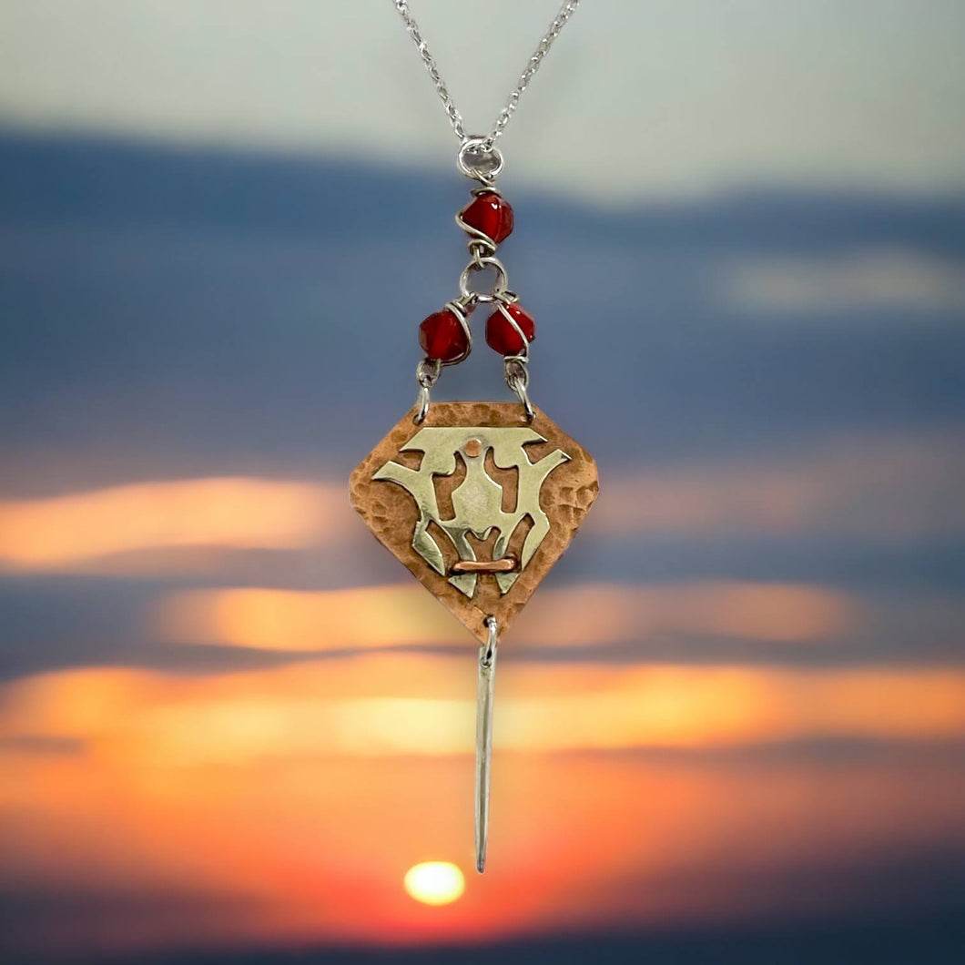 ARTISAN'S CHOICE: upcycled repurposed silver plate & copper pendant necklace