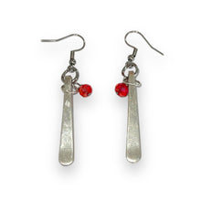 Load image into Gallery viewer, Stunning upcycled silver plated fork dangly earrings made from vintage cutlery
