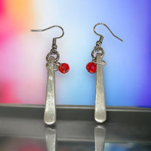 Load image into Gallery viewer, Stunning upcycled silver plated fork dangly earrings made from vintage cutlery
