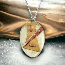 Load image into Gallery viewer, ARTISAN&#39;S CHOICE: upcycled repurposed silver plate &amp; copper pendant necklace
