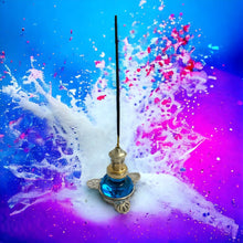 Load image into Gallery viewer, Gorgeous and unique upcycled silver plate and crystal incense stick holder

